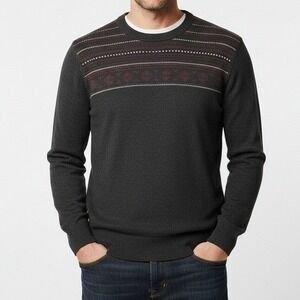 Croft & Barrow Men's Charcoal Fair‎ Isle Knit Sweater Crewneck Small
